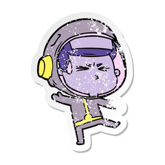 Obraz premium distressed sticker of a cartoon stressed astronaut