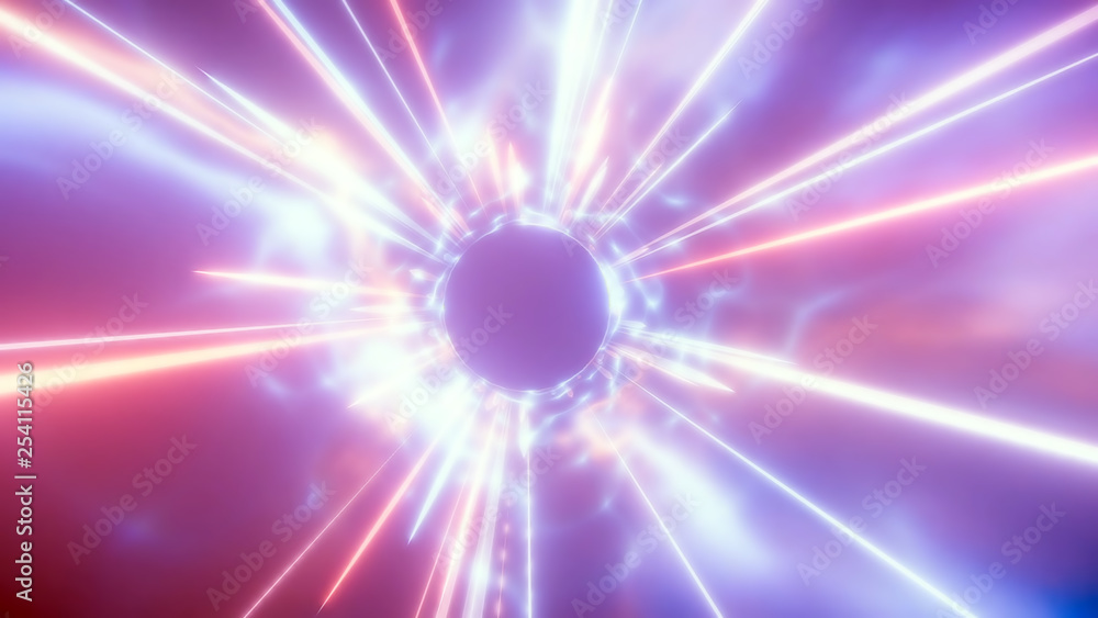 Poster 3d rendering of traveling in space and time at the speed of light