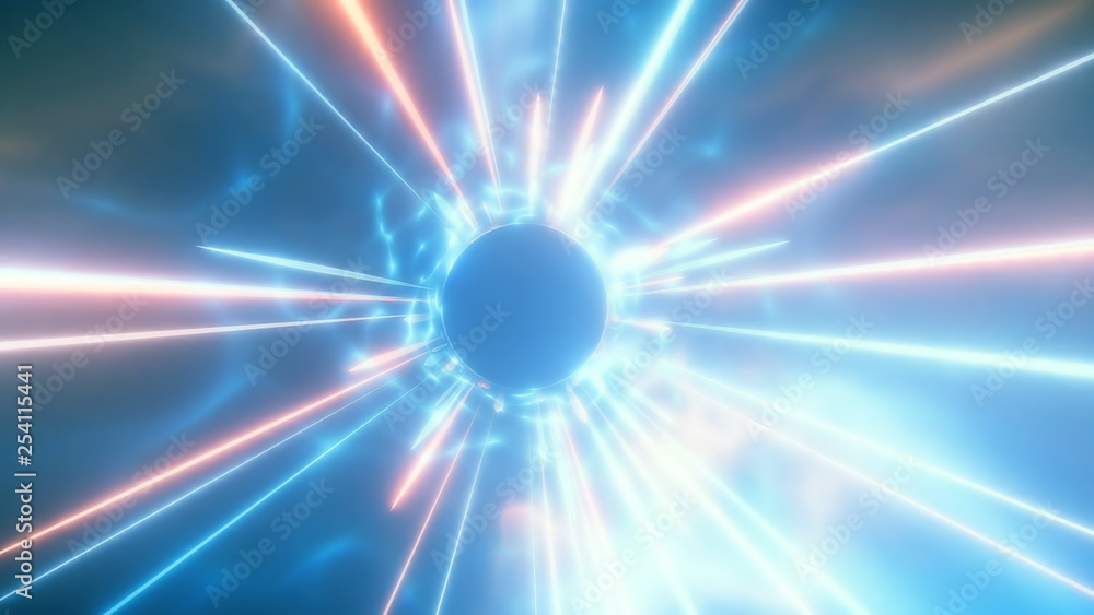 Poster 3d rendering of traveling in space and time at the speed of light