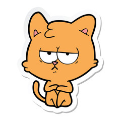 sticker of a bored cartoon cat