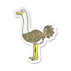 retro distressed sticker of a cartoon ostrich