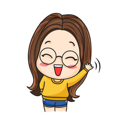 Cute girl in glasses set with different gestures vector illustration isolated - Vector