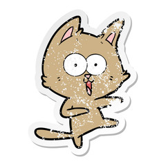 Obraz na płótnie Canvas distressed sticker of a funny cartoon cat