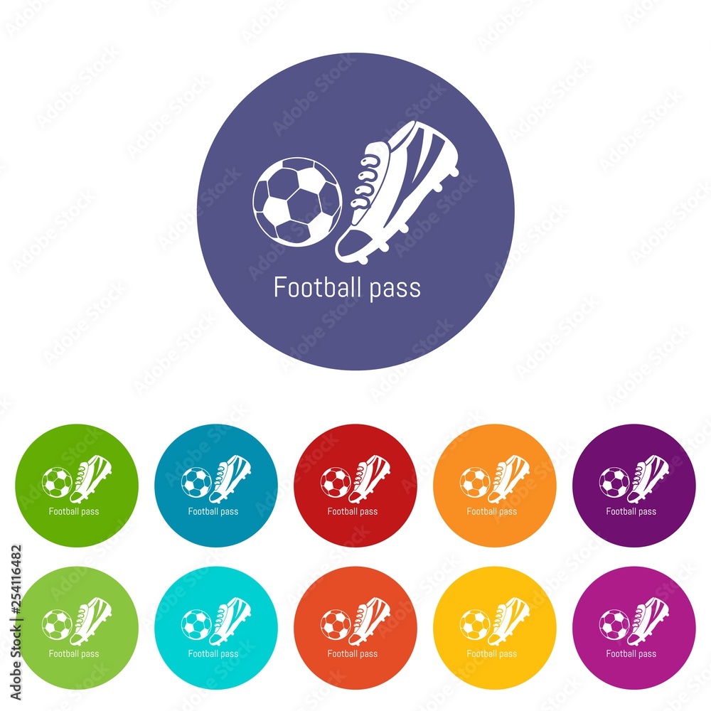 Poster football pass icons color set vector for any web design on white background
