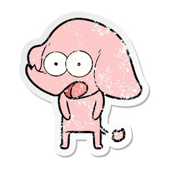 distressed sticker of a cute cartoon elephant
