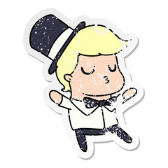 distressed sticker cartoon of kawaii cute prom boy
