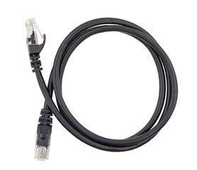 black Lan cable on white