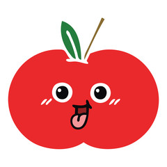 flat color retro cartoon red apple