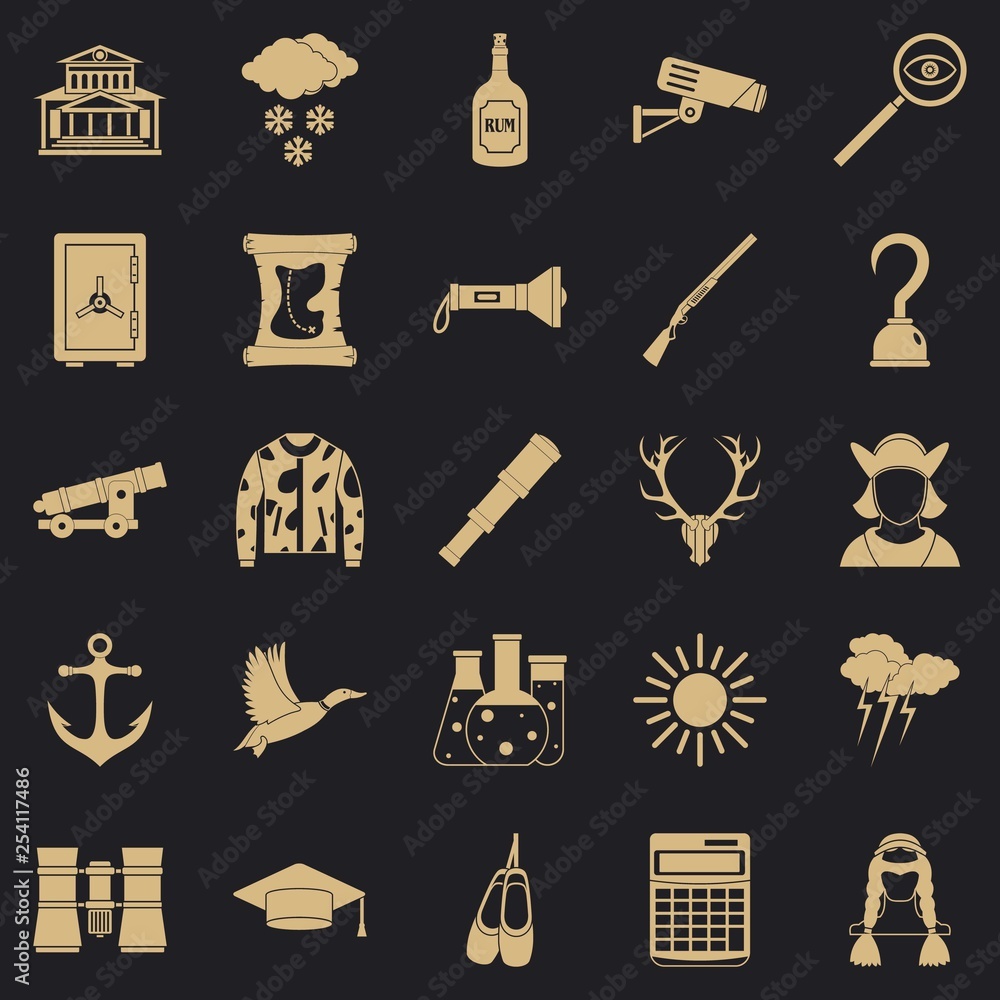 Poster hunt icons set. simple set of 25 hunt vector icons for web for any design