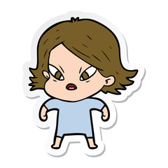 sticker of a cartoon stressed woman