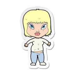 Obraz premium sticker of a cartoon overweight woman
