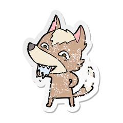 Obraz na płótnie Canvas distressed sticker of a cartoon hungry wolf