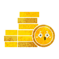 retro illustration style cartoon coins