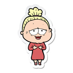 Obraz premium sticker of a cartoon happy old lady