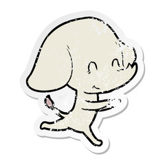 distressed sticker of a cute cartoon elephant