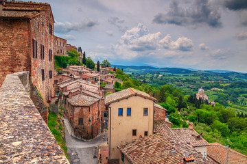 Fantastic summer Tuscany landscape and medieval cityscape, Montepulciano, Italy, Europe