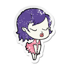 distressed sticker of a cute cartoon vampire girl