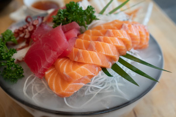 Sashimi, fresh seafood, Japanese food