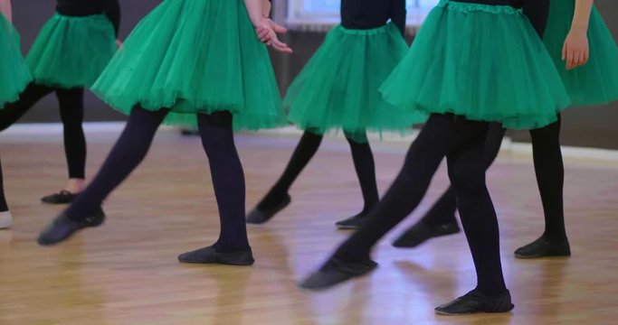 St. Patrick's Day celebration with girls training to Irish traditional tap dance in the studio
(medium shot)