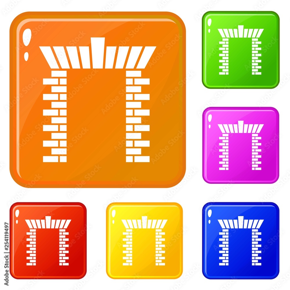 Poster block gate icons set collection vector 6 color isolated on white background