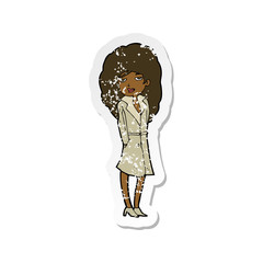 retro distressed sticker of a cartoon female spy