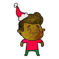 happy textured cartoon of a man wearing santa hat