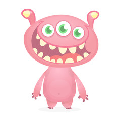 Cartoon thee eyed alien illustration