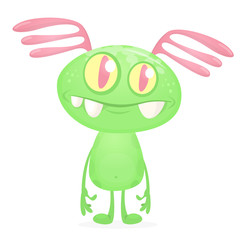 Green alien cartoon. Vector illustration isolated