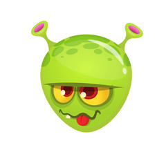 Funny alien head with two antennas. Vector clipart