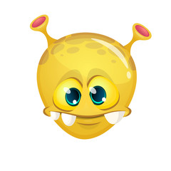 Fototapeta premium Funny cartoon alien character. Vector humanoid with antenna