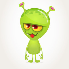 Green alien cartoon. Vector illustration isolated