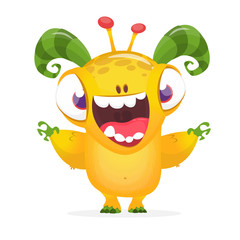 Cute cartoon tiny monster. Vector alien character. Isolated
