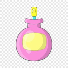 Pink female perfume flacon with sprayer icon in cartoon style on a background for any web design 