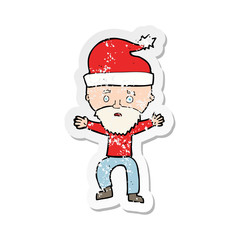 Fototapeta na wymiar retro distressed sticker of a cartoon man ready for christmas