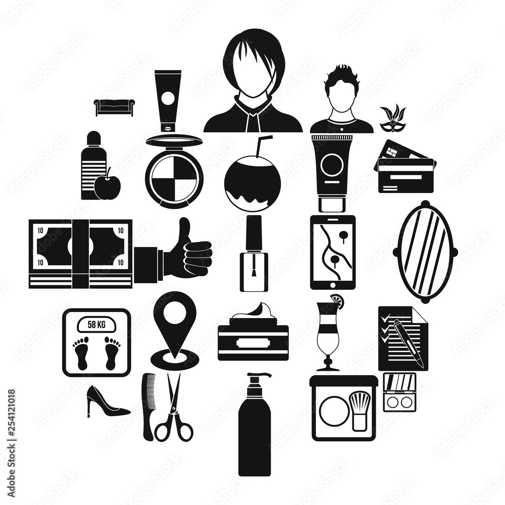 Poster maquillage icons set. simple set of 25 maquillage vector icons for web isolated on white background