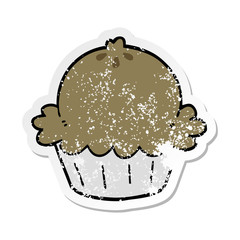 distressed sticker of a cute cartoon pie