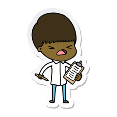 sticker of a cartoon stressed man