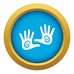 Hand icon blue vector isolated on white background for any design