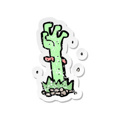 retro distressed sticker of a cartoon zombie hand