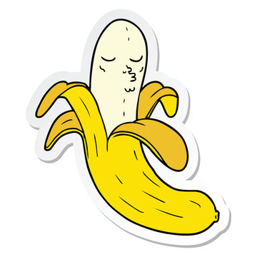 sticker of a cartoon best quality organic banana