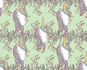 Wall murals Unicorn Unicorn Rainbow seamless pattern - girls scrapbook paper. Perfect for wrapping presents, scrapbook pages, cards, party decorations, book/journal cover, product design, apparel, planners, invitations