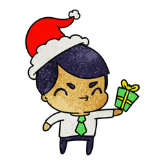 christmas textured cartoon of kawaii boy