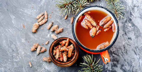 Cup of fresh herbal tea