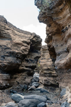 tief eingeschnittener Flu&szlig;lauf (baranco de la augustias)