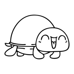 quirky line drawing cartoon turtle