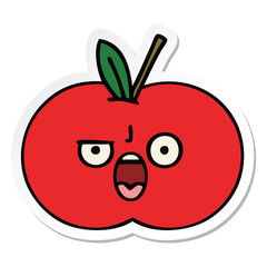 sticker of a cute cartoon red apple