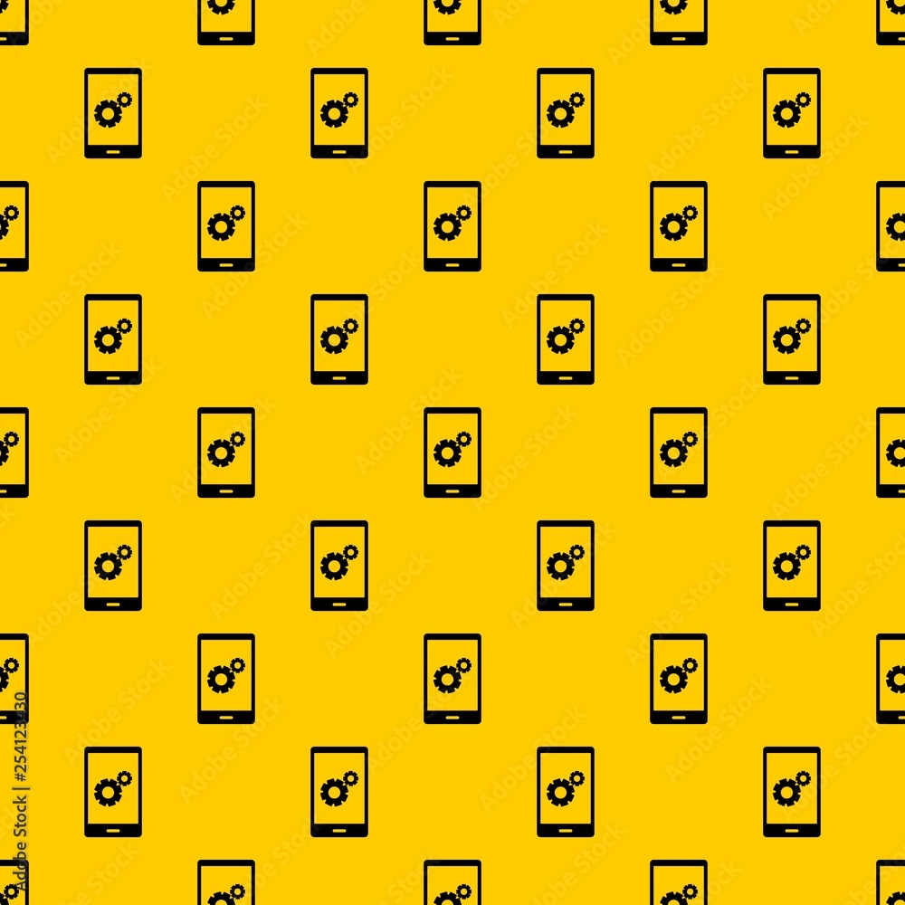 Poster working phone pattern seamless vector repeat geometric yellow for any design
