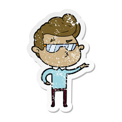 distressed sticker of a cartoon cool guy