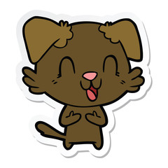 sticker of a laughing cartoon dog