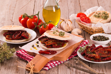 Tigella bread with sun-dried tomatoes.